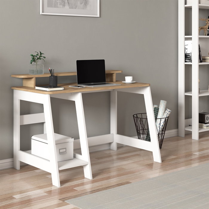 Hanah Home Escritorio de Estudio Blanco y Roble